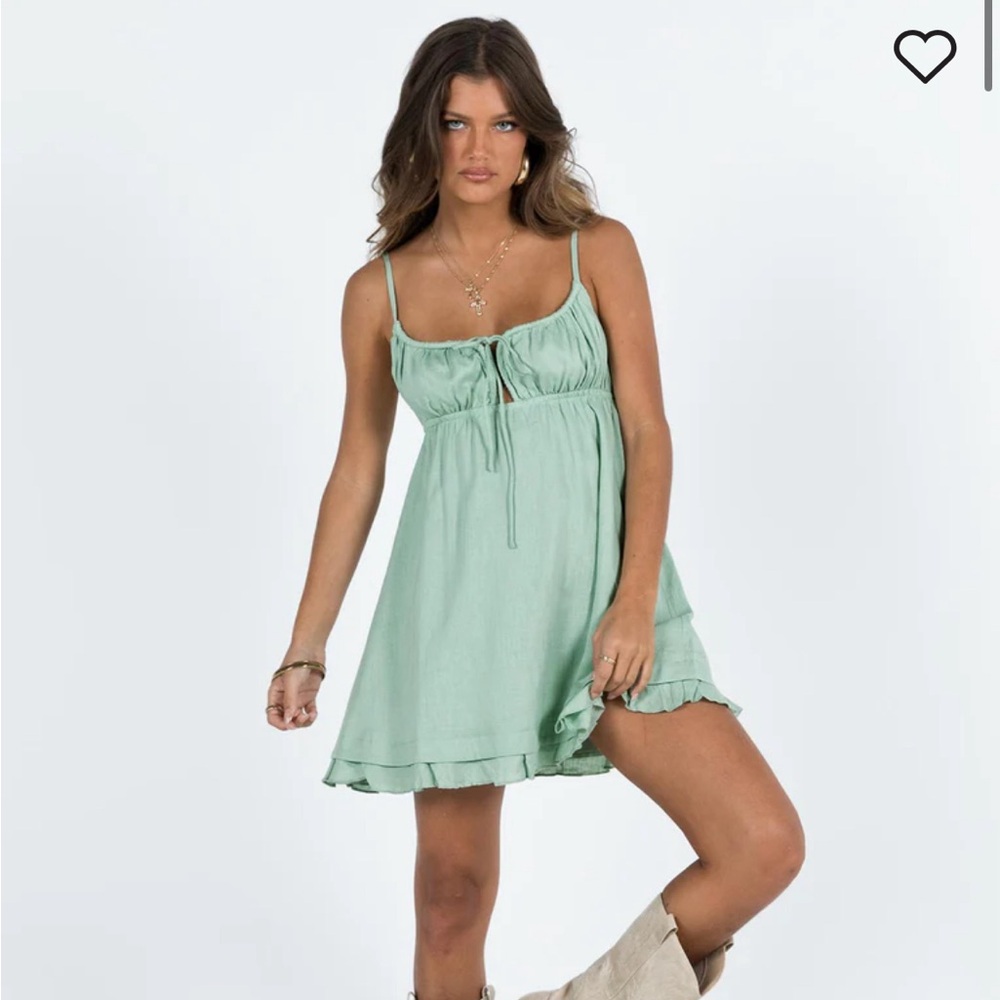 Princess Polly empress of love spaghetti strap ruffle mini dress in sage